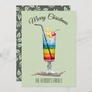 Cocktail Green Christmas Card