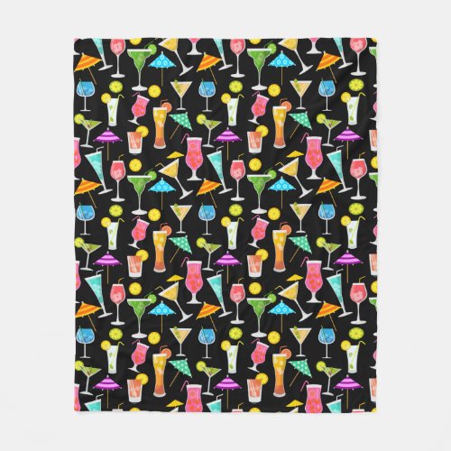 Cocktail Happy Hour Party Time Pattern Fleece Blanket