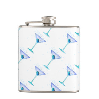 COCKTAIL HIP FLASK, BLUE MARTINI DESIGN FLASK