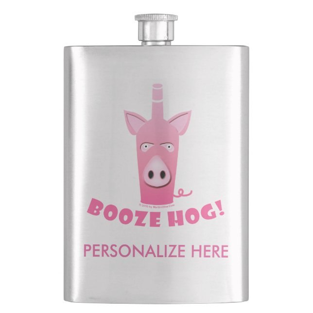 COCKTAIL HIP FLASK - BOOZE HOG (Front)