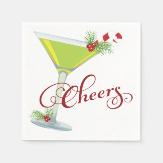 Cocktail Holiday Christmas Party Paper Napkins