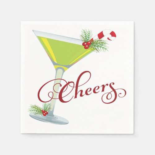 Cocktail Holiday Christmas Party Paper Napkins