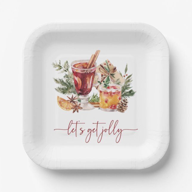Cocktail Holiday Paper Plates (Front)