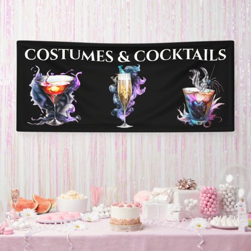 Cocktail horror happy hour spooky Halloween party Banner
