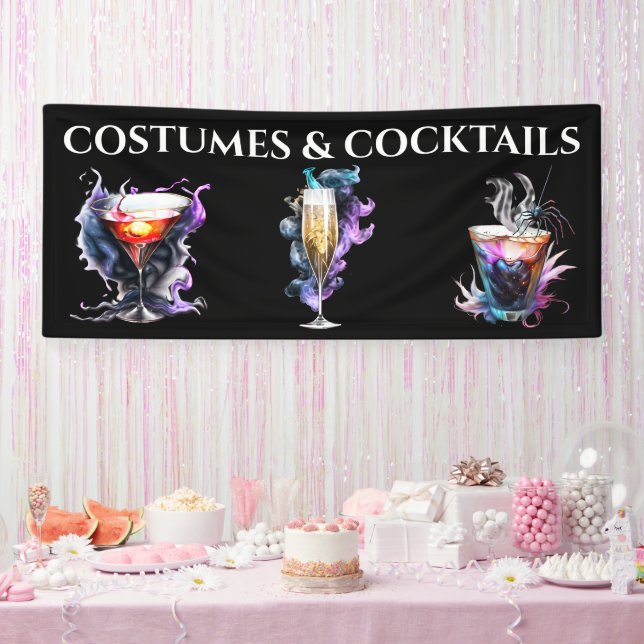 Cocktail horror happy hour spooky Halloween party Banner (Party)