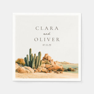 Cocktail Hour Cactus Baja Mexico Beach Wedding Napkins