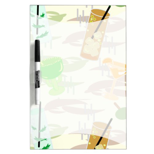 Cocktail Hour  Fun Retro Beverage Art Dry Erase Board