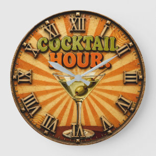 Cocktail Hour Large Clock