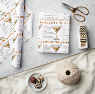 Cocktail Hour Let's Get Dirty Martini Recipe Wrapping Paper