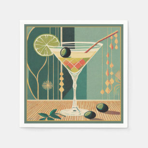Cocktail Hour Martini Mid Century Design Napkins