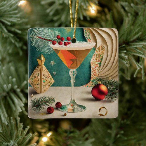 Cocktail Hour _ May Your Holidays Be Merry Ceramic Ornament