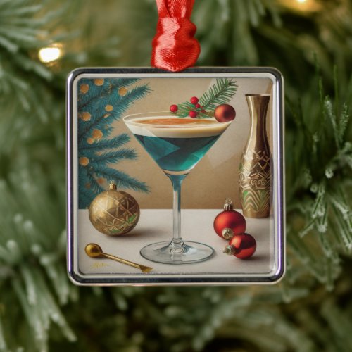 Cocktail Hour _ May Your Holidays Be Merry Metal Ornament