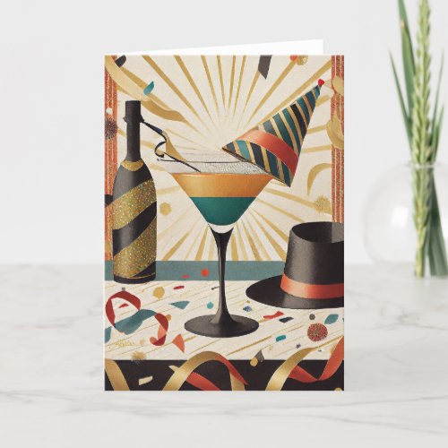 Cocktail Hour Mid Century New Years Eve Design Card