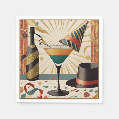 Cocktail Hour Mid Century New Years Eve Design Napkins