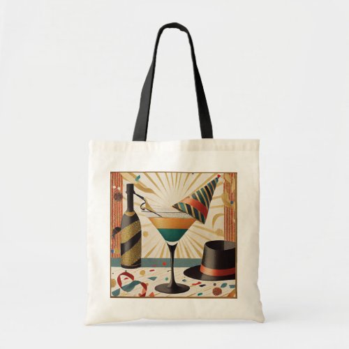 Cocktail Hour Mid Century New Years Eve Design Tote Bag