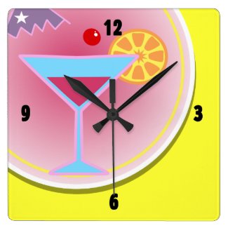 Cocktail Hour Night Time Wall Clock