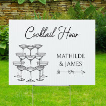 Cocktail Hour Personalized Outdoor Wedding Sign