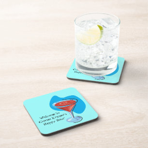 Cocktail Hour_retro-style Cosmo glass personalized Coaster