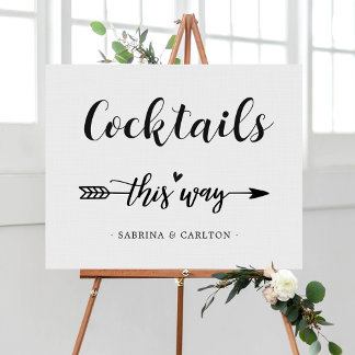 Cocktail Hour Wedding Direction Sign Canvas Print