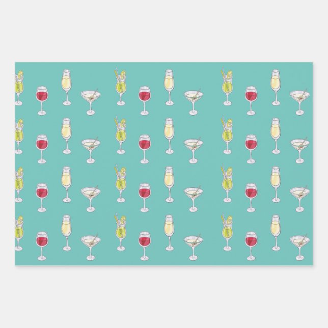 Cocktail Hour Wrapping Paper Sheets (Front)