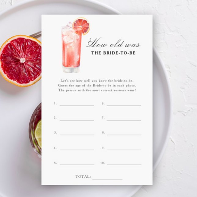 Cocktail - How old was the bride to be game (Creator Uploaded)