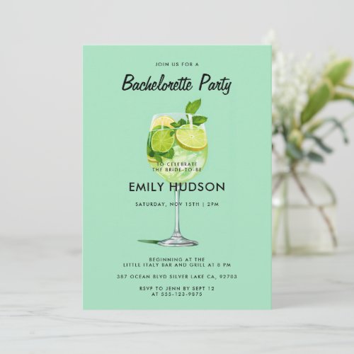 Cocktail Hugo Spritz Bachelorette Party Invitation