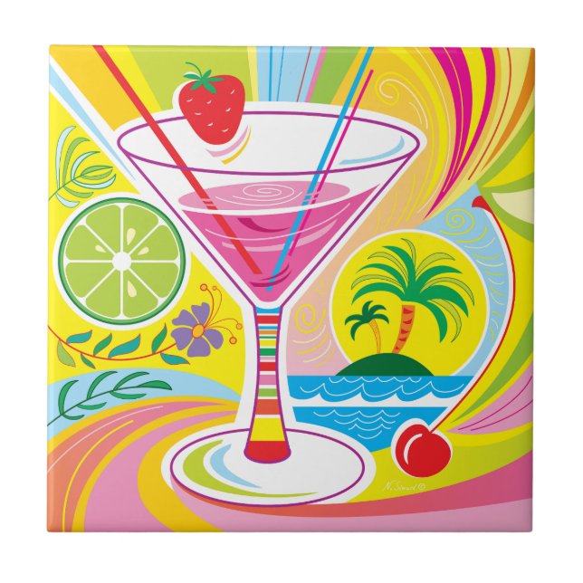 Cocktail Island Ceramic Tile (Front)
