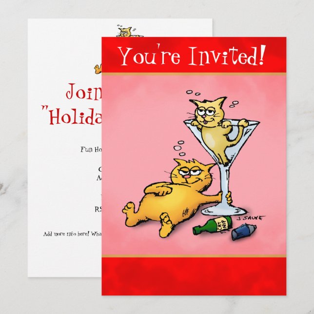 Cocktail Kittens Holiday Party Invitation (Front/Back)