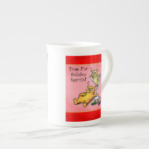 Cocktail Kittens Holiday Spirits Cartoon Bone China Mug