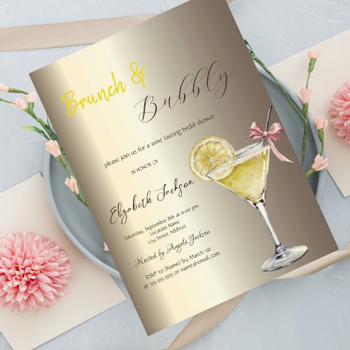 Cocktail Lemon Champagne Bridal Shower Invitation