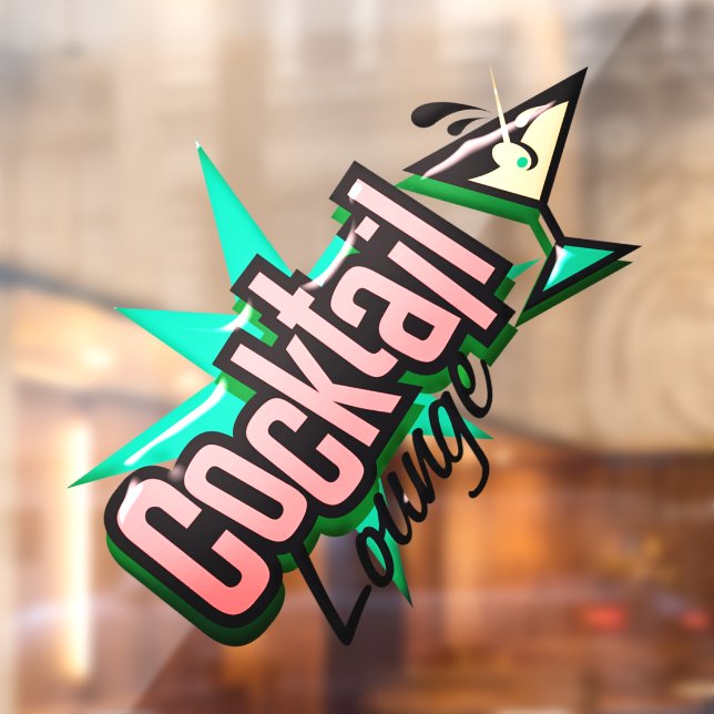 Cocktail lounge martini retro mid century bar  window cling (Sheet 2)