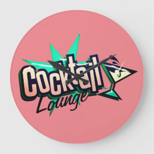 Cocktail lounge martini retro vintage liquor bar large clock
