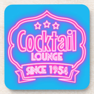 Cocktail lounge mid century vintage neon sign bar beverage coaster