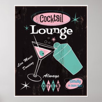 Cocktail Lounge Poster by FionaStokesGilbert at Zazzle