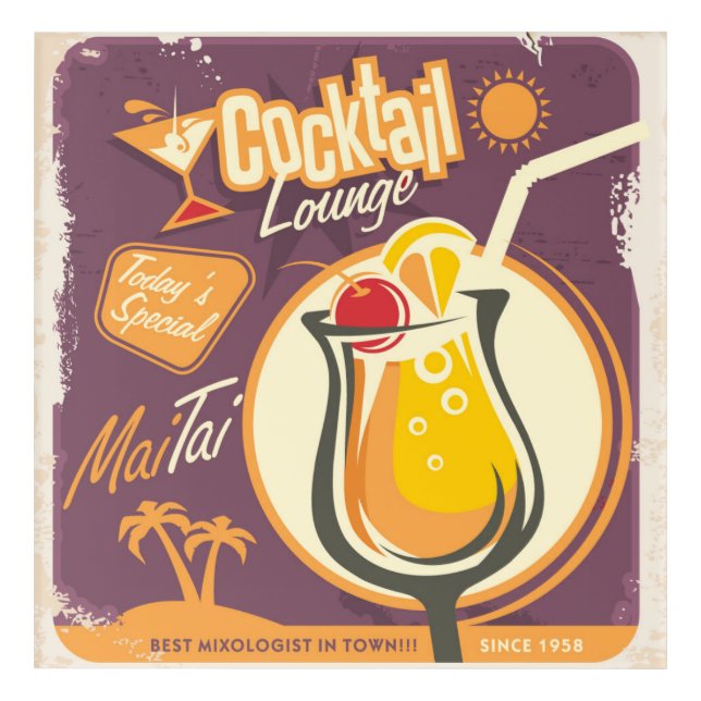 Cocktail Lounge Poster Acrylic Print (Front)