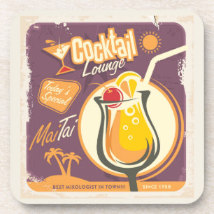 Cocktail Lounge Poster Beverage Coaster