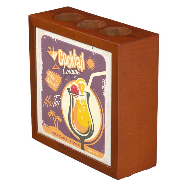 Cocktail Lounge Poster Desk Organizer (Angled)