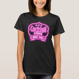 Cocktail lounge retro vintage neon sign black pink T-Shirt