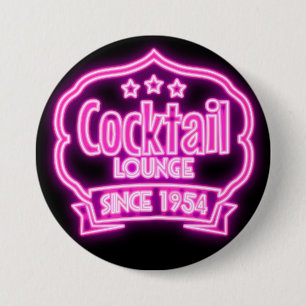 Cocktail lounge retro vintage neon sign liquor bar button