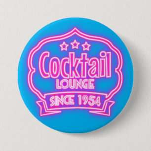 Cocktail lounge retro vintage neon sign liquor bar button