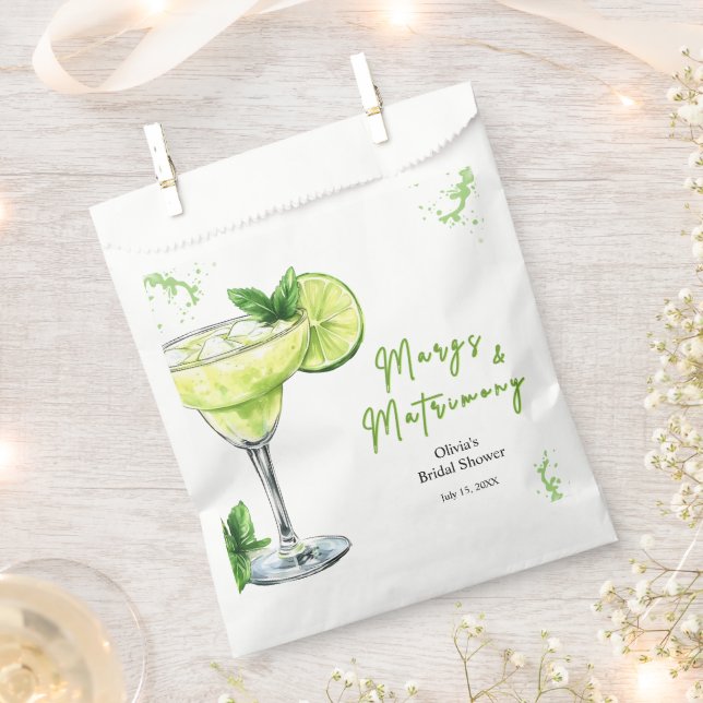 Cocktail Margs and Matrimony Bridal Shower Favor Bag (Clipped)