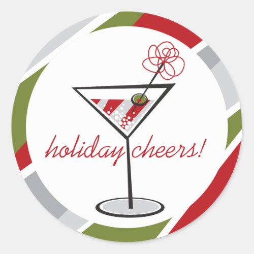 Cocktail Martini Holiday Cheers Christmas Party Classic Round Sticker