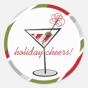 Cocktail Martini Holiday Cheers Christmas Party Classic Round Sticker