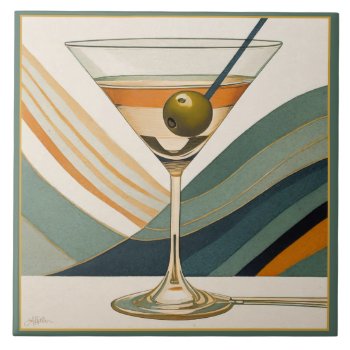 Cocktail Martini Mid Century Design Ceramic Tile by leehillerloveadvice at Zazzle