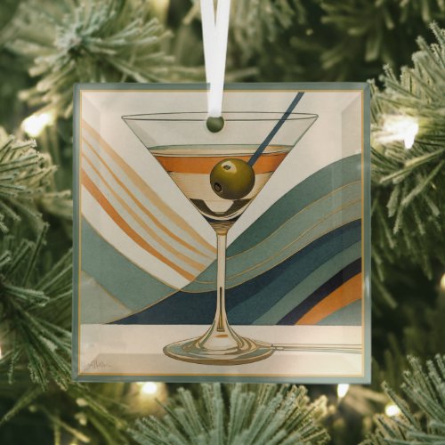 Cocktail Martini Mid Century Design Glass Ornament