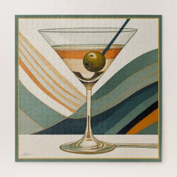 Cocktail Martini Mid Century Design Jigsaw Puzzle by leehillerloveadvice at Zazzle