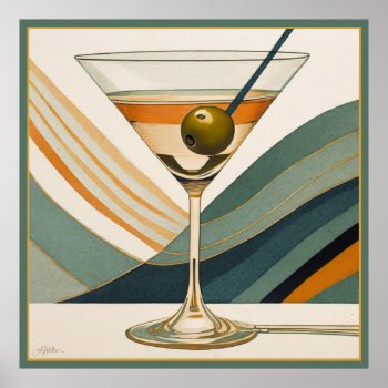 Cocktail Martini Mid Century Design Poster by leehillerloveadvice at Zazzle