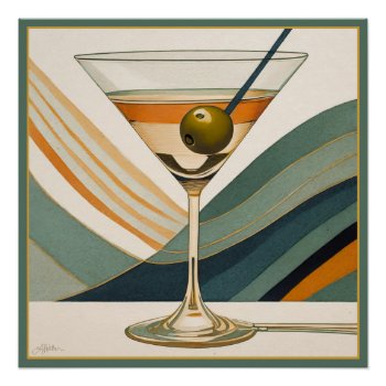 Cocktail Martini Mid Century Design Poster by leehillerloveadvice at Zazzle