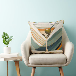 Cocktail Martini Mid Century Design Throw Pillow