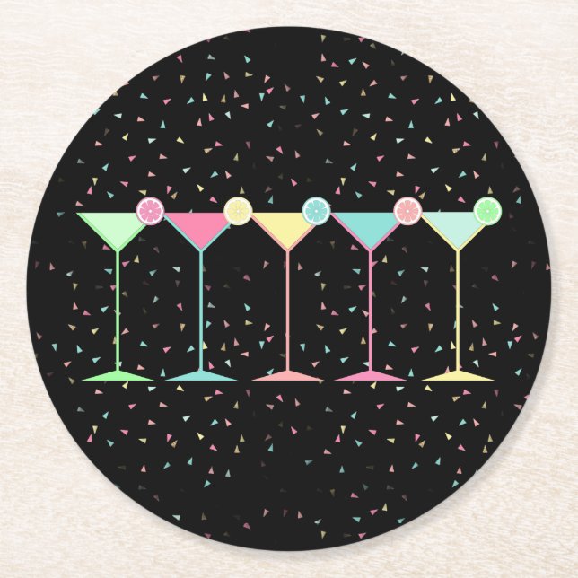 Cocktail Martini Round Paper Coaster (Front)